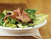 Mixed salad leaves with ox tongue