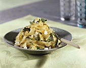 Ribbon pasta with courgettes and sheep's cheese