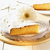 Margaretenkuchen (marzipan cake) with white glacé icing