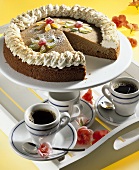 Espresso cream cake with candied fruit