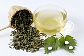 Nettle leaves, fresh and dried, tablets, tea
