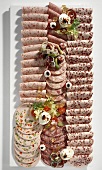 Sausage platter with sliced poultry sausage