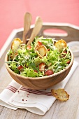 Salad leaves with strawberries