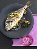 Roast sea bream with lemon and herbs