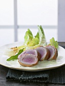 Bacon-wrapped tuna with sage