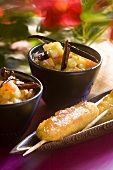 Fruit salad with cinnamon sticks