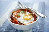 Huevos rancheros (Fried egg with peppers & tomatoes, Mexico)