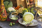 Rustic vegetable still life with brassicas