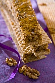 Wafer slices with walnut nougat