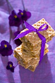 Wafer slices with walnut nougat to give as a gift