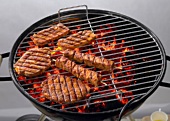 Meat and kebabs on a barbecue