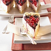 Several pieces of mixed berry yoghurt cake