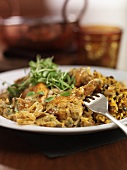 Spicy chicken with onions and rice (India)