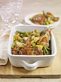 Roast chicken with green beans