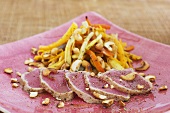 Grilled tuna with vegetables and cashew nuts