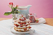 Waffles with strawberries and cream