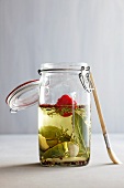 Herbal oil in a preserving jar