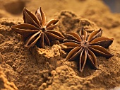 Star anise on ground cinnamon