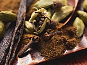 Spices for baking (vanilla pods, cardamom and cloves)