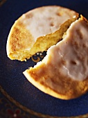 An 'Amerikaner' (soft, sponge cake-style shortbread from Germany)