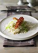 Savoy cabbage risotto with bacon