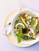 Lemon rice soup with vegetables