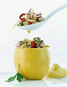 Chick-pea salad with Moroccan-style pickled lemons