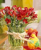 Parrot tulips with gypsohila and Easter decorations
