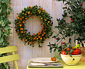 Wreath of cabbage leaves and cocktail tomatoes