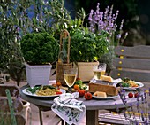 Table laid in Italian style in open air