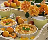 Apricot tart on festive table