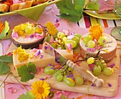 Colourfully decorated cheese board