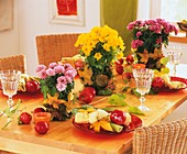 Autumnal table with chrysanthemums