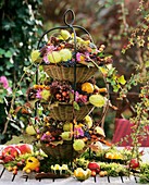 Tiered stand with autumn decoration