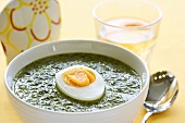 Nettle soup with boiled egg