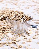 Cereal flakes in metal scoop