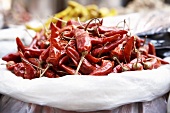 Dried chillies in a sack
