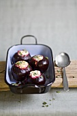 Beetroot stuffed with feta and lentils