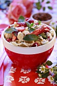 Pasta salad with strawberries