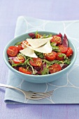 Radicchio, rocket and cherry tomato salad with Parmesan