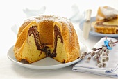 Marble cake for Easter, pieces removed
