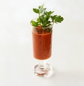Spicy tomato drink with parsley
