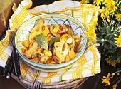 Chicken with apricots, garlic and bay leaves, Majorca