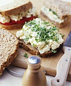 Vegetable salad and cress on wholemeal bread