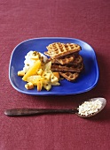 Oat and nut waffles with ricotta and fruit