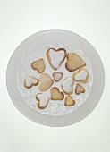 Iced, heart-shaped biscuits