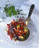 Alpine strawberries with candied flowers