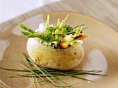 Potato stuffed with baby vegetables