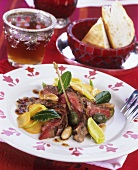 Roast beef with toasted almonds and capers