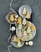 Decorated fir tree biscuits